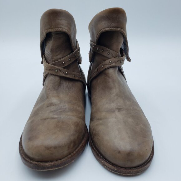 Free People Alamosa Boots 6.5 Womens Leather Ankle Booties Taupe Brown - Picture 2 of 12